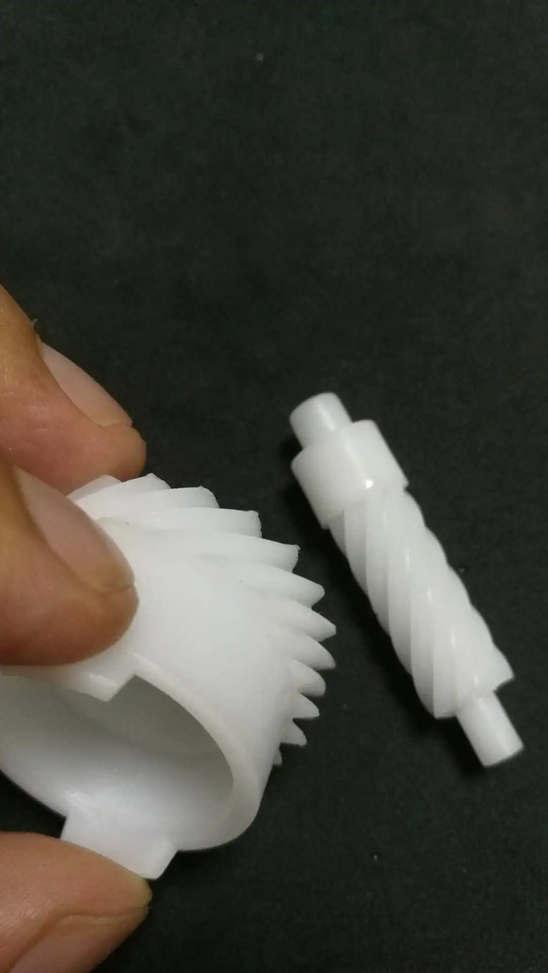 Non-standard customized plastic injection gear with spiral angel 45 deg Nylon,POM,PEEK spiral plastic worm gear for motor
