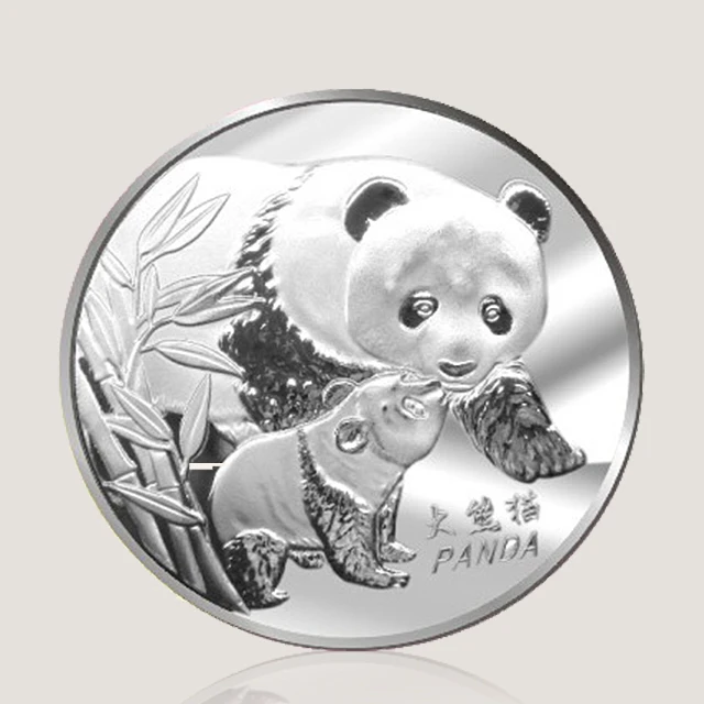 Zinc alloy embossed sign custom souvenir aluminum silver metal chinese panda coin