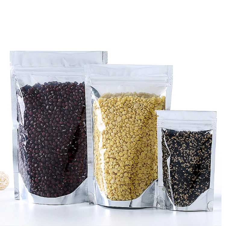 Hot Transparent Coffee Stand Up Zipper Mylar Packaging Bags, Resealable Aluminum Foil OPP Food Custom Plastic Pouch Zip lock Bag