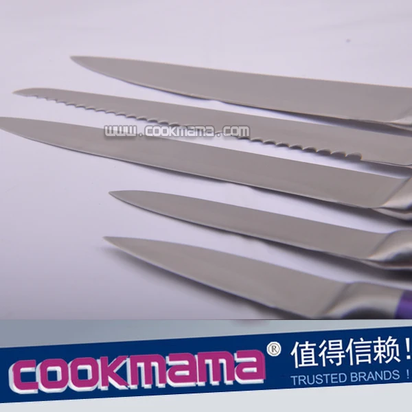 5pcs kitchen knife block set with non-stick coating blade