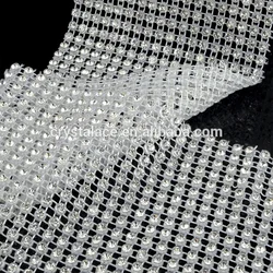 Scissor cut flexible stretch real crystal rhinestone trimming mesh ,24 rows cup chain diamond mesh trimming roll