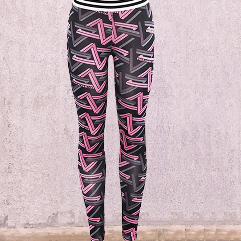 Fashion Striped Print Push Up Slim Jeggings Sporting Pants Fitness Women Yoga Leggings High Waisted Workout Clothing