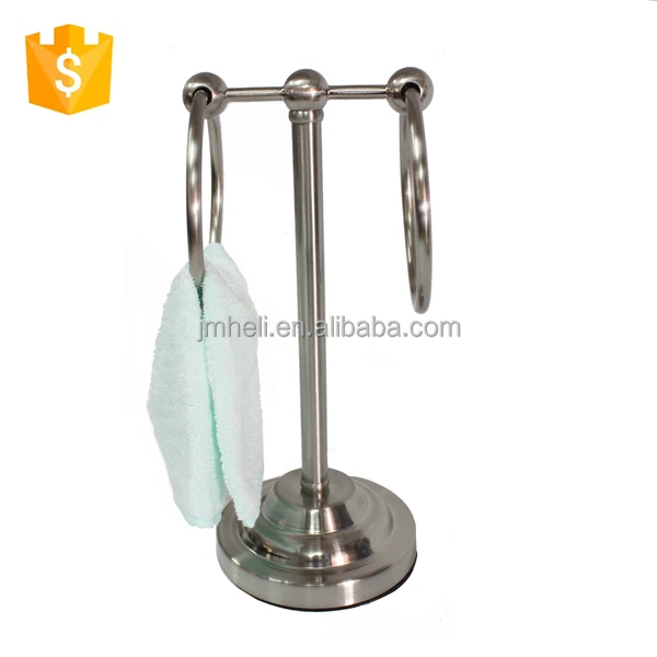 
bathroom metal corner standing towel ring in brushed satin finished 
