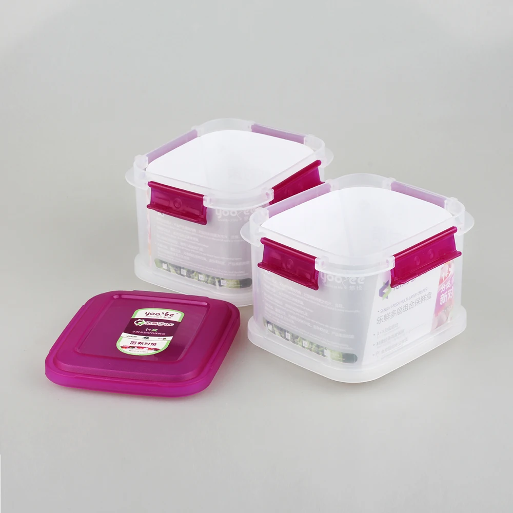 Layers Click Lock Crisper Box Storage Boxes & Bins Food Container with Lid Clear Plastic NEW Modern Promotional Gift Cube Size 2