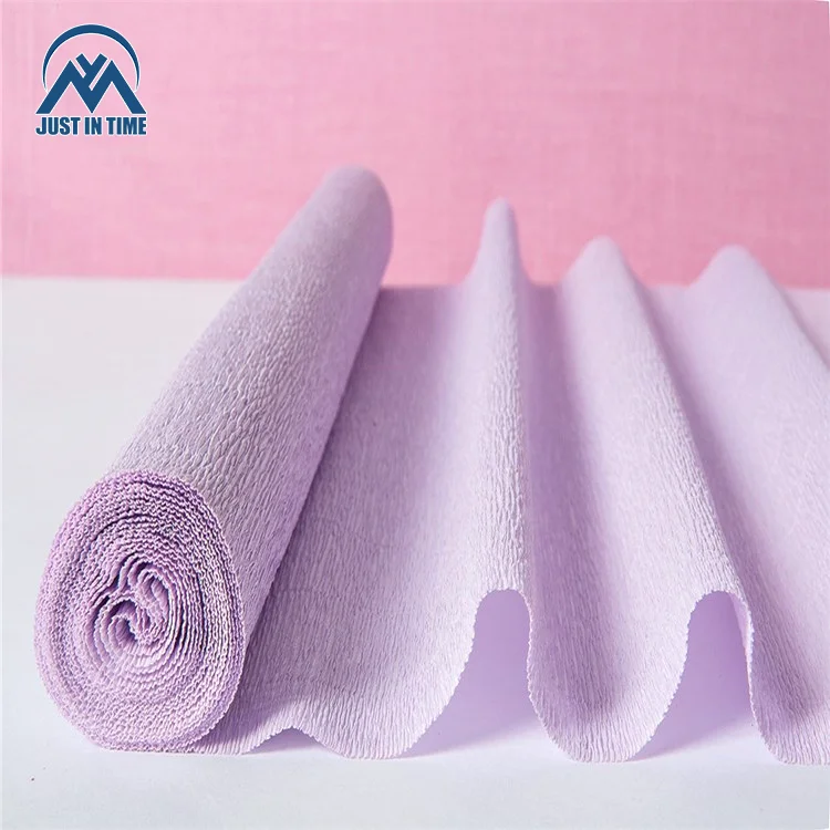 Wrapping Paper Colorful Double Sided Factory Customized Disposable Crinckle Floral and Gift Crepe Virgin Letterpress Printing