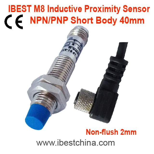M8 Connector Short Body Inductive Proximity Sensor Switch NPN/PNP 5V/12V/24VDC Metal Detector IP67 Water Resistant (IBEST)