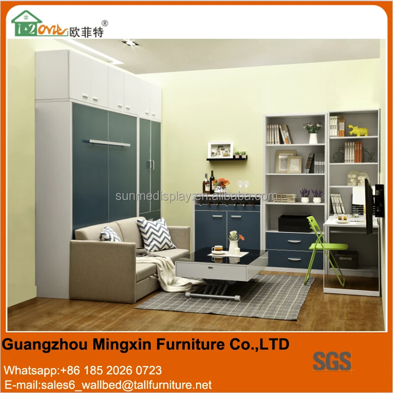 Modern style bedroom furniture set murphy wall bed with sofa