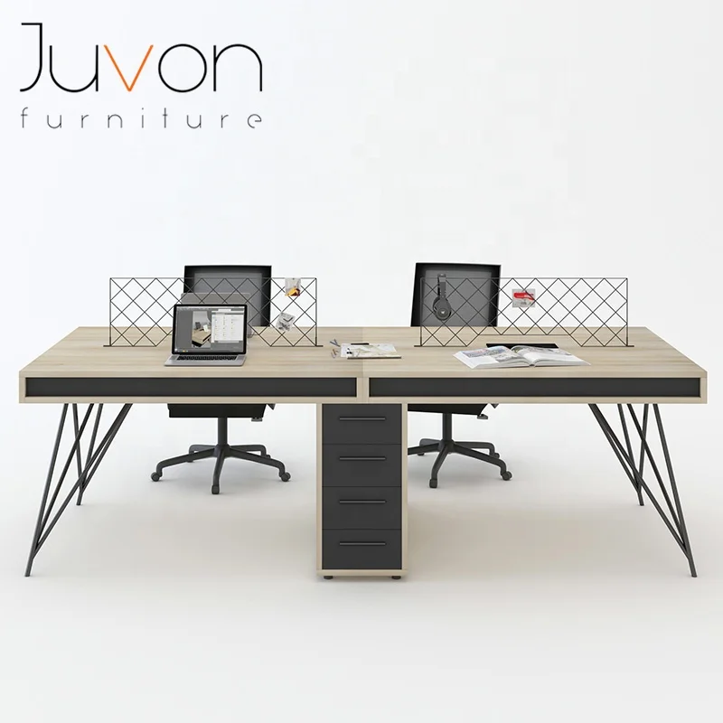 
4 people office desk with cabinet employee desk 