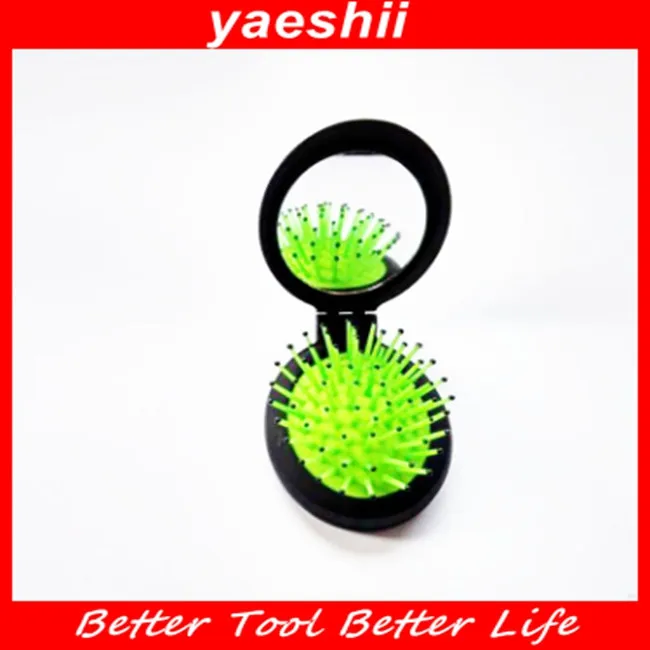 YAESHII Easy to use Mini Foldable hairbrush with mirror for girls