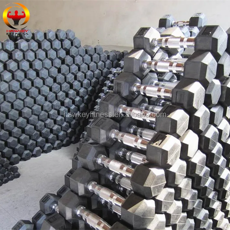 
Custom Hammer Strength Gym Rubber Hex Dumbbell Set 