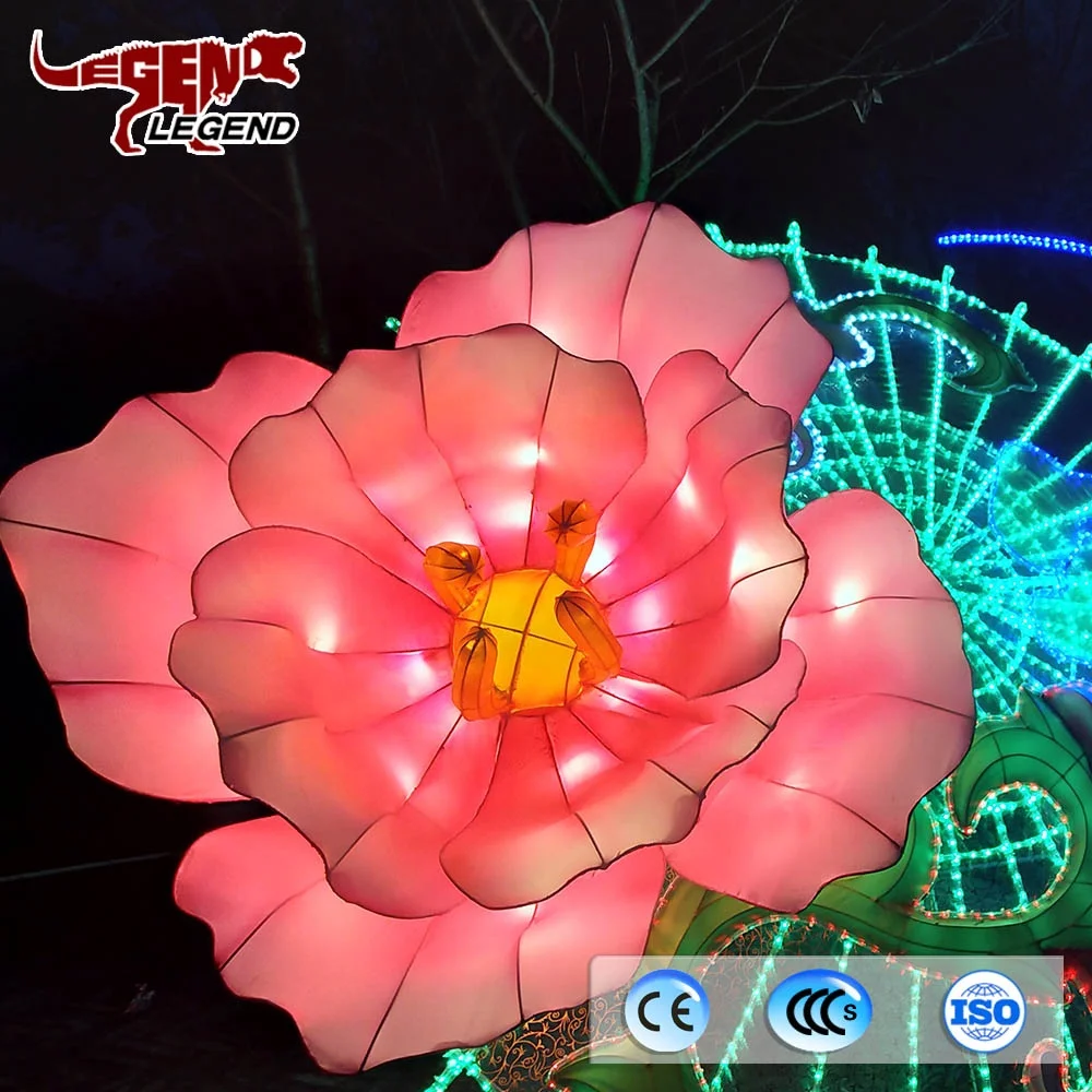
Outdoor park decoration handmade Chinese silk LED lotus lantern 