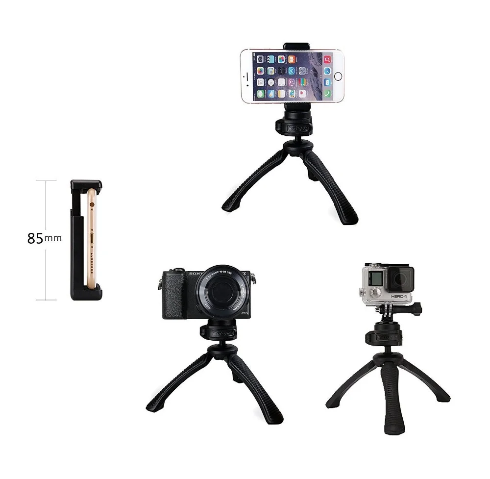 
Fotopro Selfie Stick and Mini Phone Tripod 2-in-1 for Gopro camera and Cell phone table mini tripod 