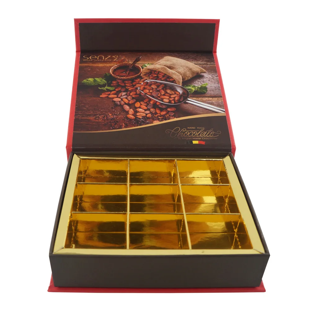 Luxury Magnetic Rigid Truffle Chocolate Paper Gift Packaging Box with Paper Divider Custom Fancy Elegant Paperboard Recyclable