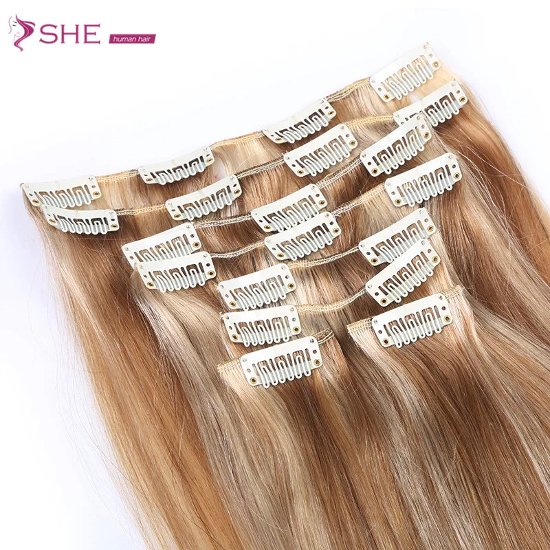 
virgin hair extention clip in hair extention 100% virgin brazilian hair 