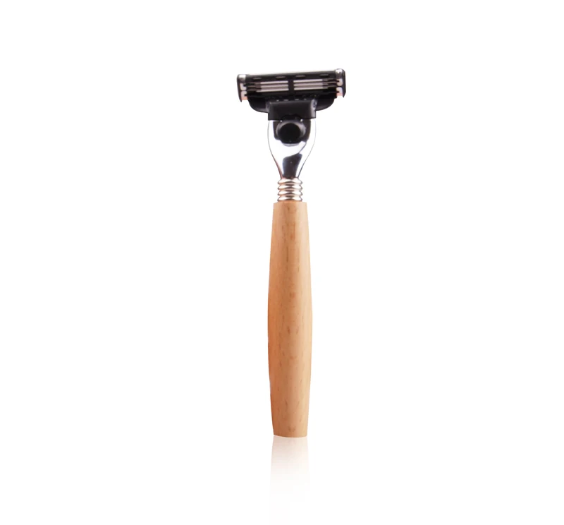 Shaving razor for shaving with wood handle with 3 layer baldes