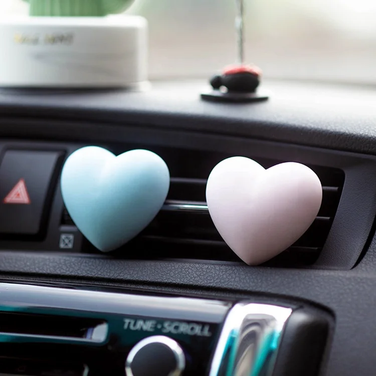 Macaron Heart Shaped Scentless Ceramic Aroma Essential Oil Diffuser Car Vent Clip Air Freshener