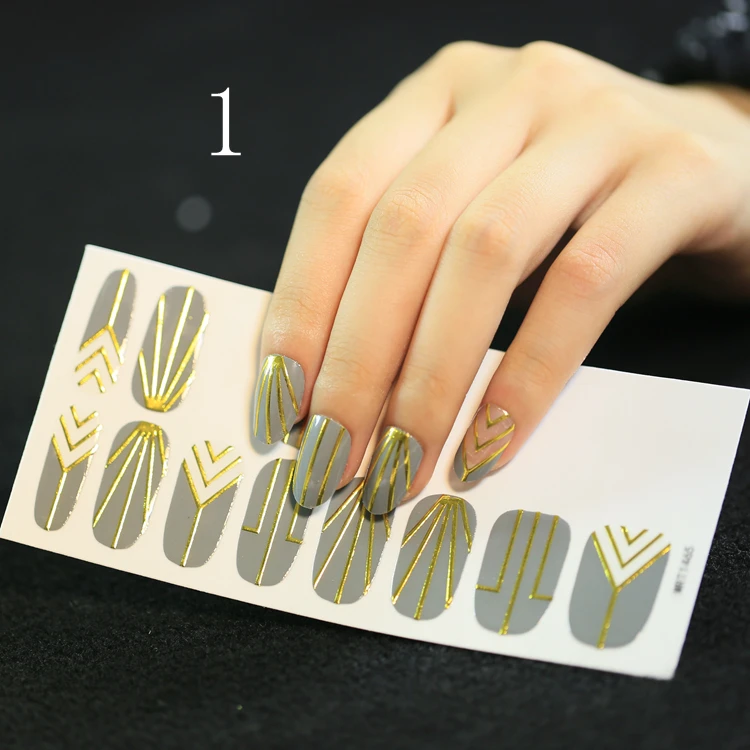 2017 New Design Gray Design Type Nail Art Full Cover Nail Wrap