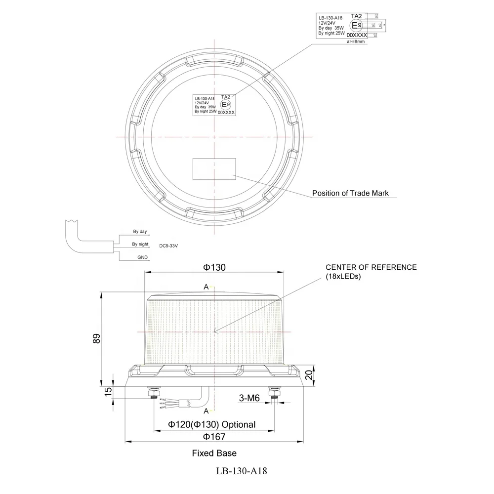 ECE R65 class2 and SAE approved LED Warning beacons warning light car strobe light, day and night mode, with rotating flash