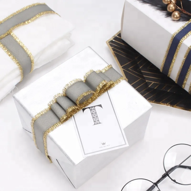 High Quality 5/8 Inch 16mm Gold Fringe Edged Grosgrain Ribbon