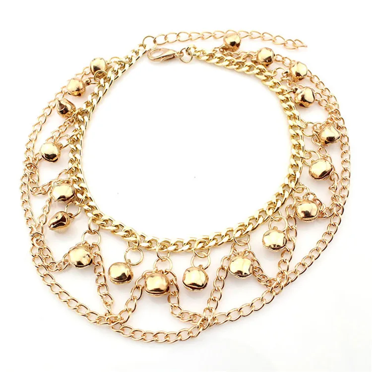 Hot Sell Women Fahion New Design 18 Carat Gold Bell Anklet