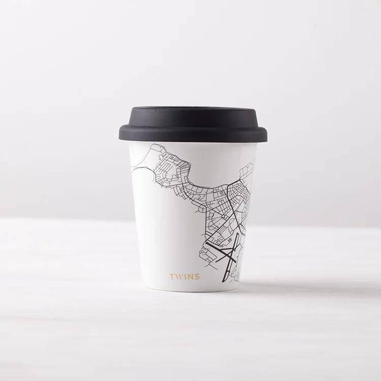 
Small 270ml Ceramic Coffee Mug Travel Tumbler with Silicone Lid 