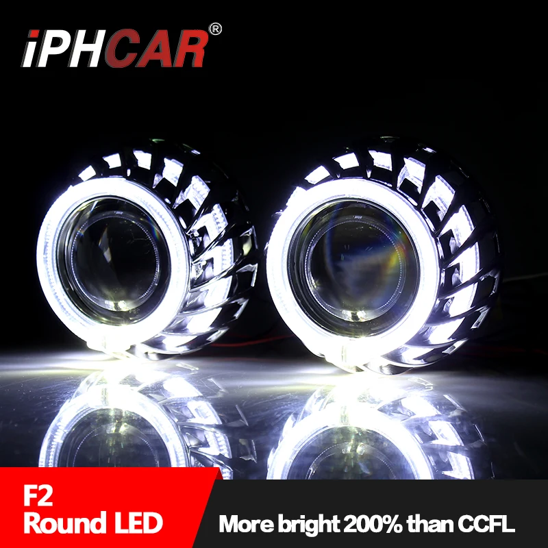 iPHCAR 35W H1 bi-xenon projector lens with 2.5inch dual angel eyes shrouds