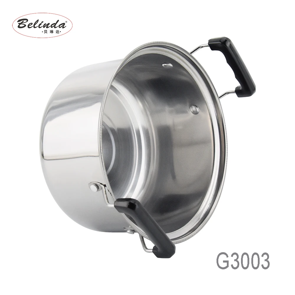 American Style High Pot Kitchen Cooking Metal Stainless Steel Cookware with Glass Lid