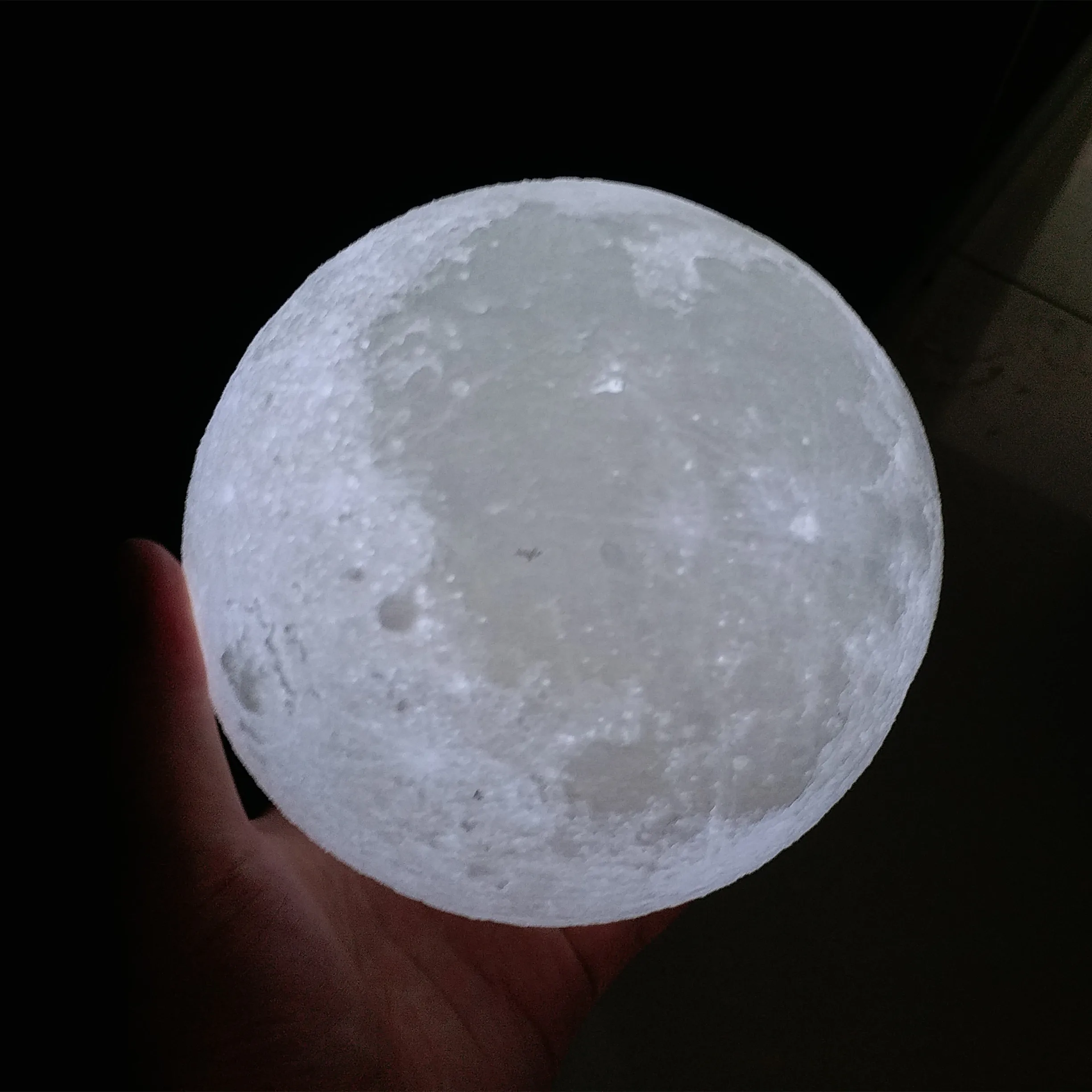 RGB Lunar Lamp, 3D Printing 16 Colors LED Moon Light with Wood Stand and Time Setting (7 inch) & Remote & Touch Control