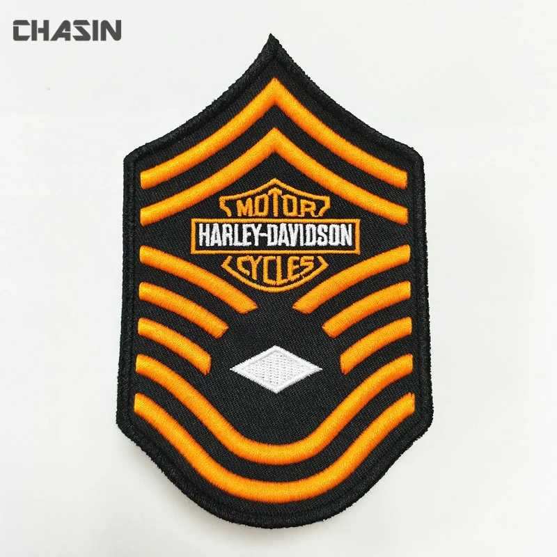 
High quality custom 3d puff embroidery biker motorcycle patches with sew on backing 