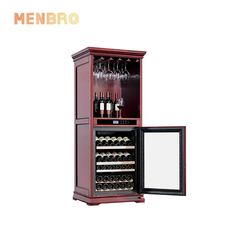 Classic Design Wooden Compressor Whiskey Wine Fridge Corner Oak Red Wine Cooler Cabinet for Living Room Home Bar Cellar