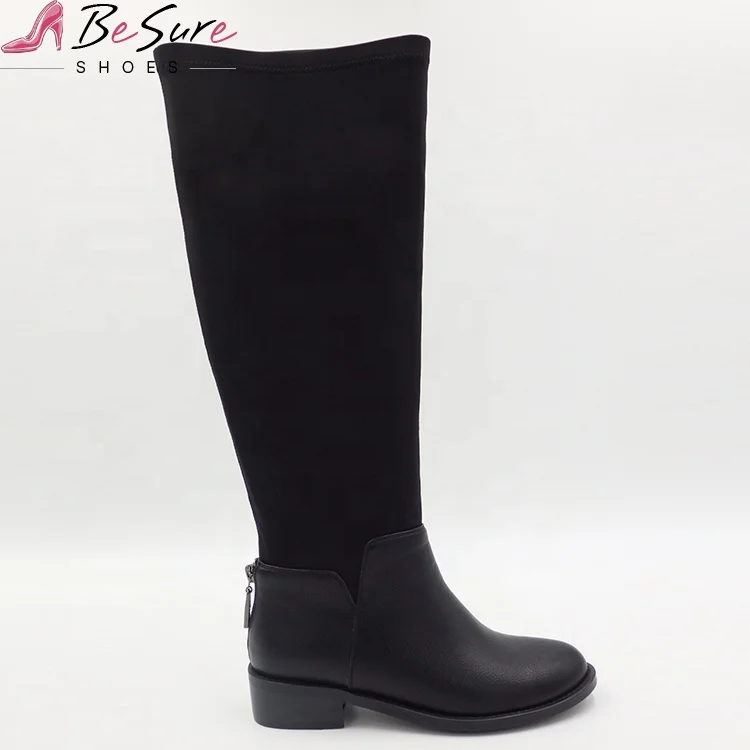 Ladies Casual Flat Black Rubber Female Official Supplier Design Women Sexy Pu Leather New Fashion 2021 Chinese Black Boots Shoes