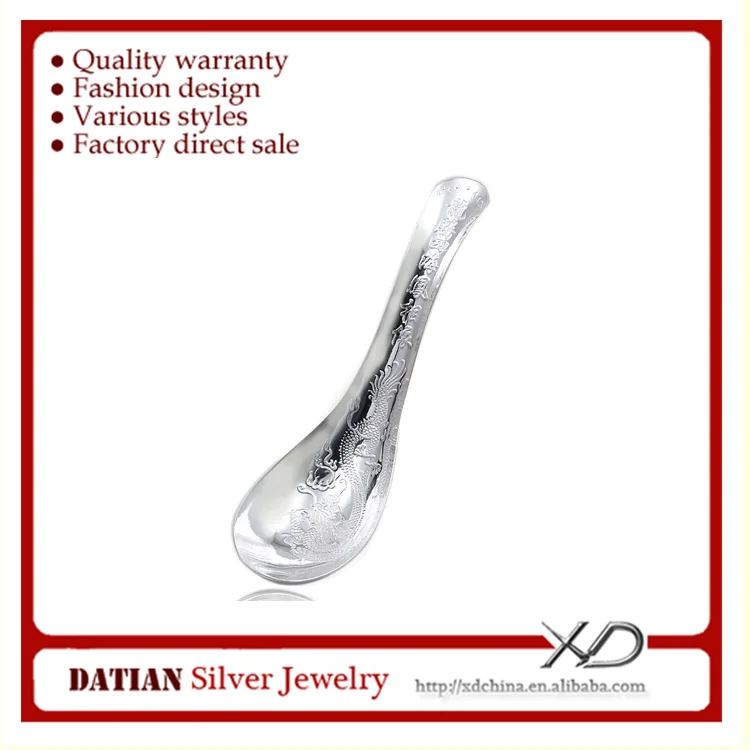xs083 990 Dragon phoenix dependent spoon 990 silver spoon fine silver spoon