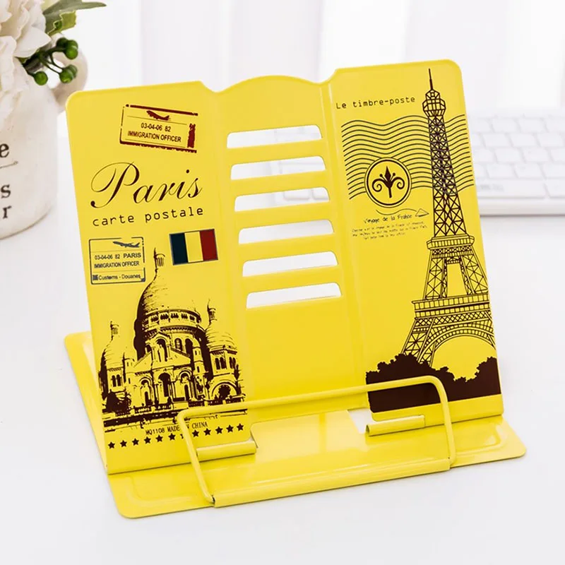 Metal Adjustable Book Pad Holder Stand Music Practice Portable Rack Bookend with Page Clips