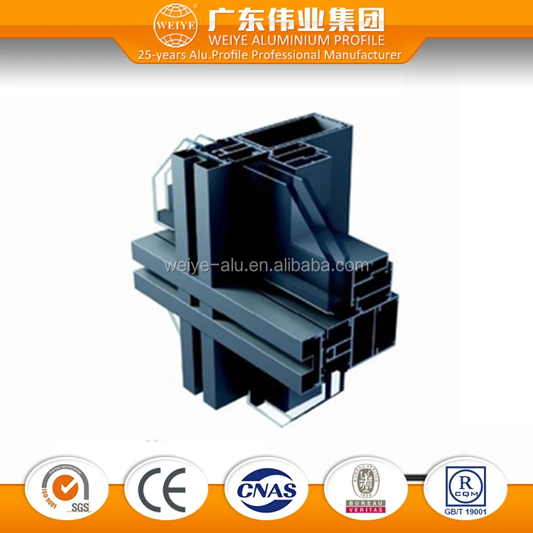 Weiye hidden framing glass curtain wall extruded aluminum profile for office building project