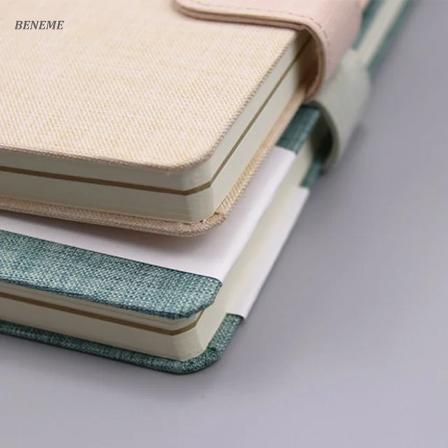 Wholesale Fancy Office Stationary Set Cloth Hard Cover Custom Linen Fabric Magnetic Closure Notebook with Clasp