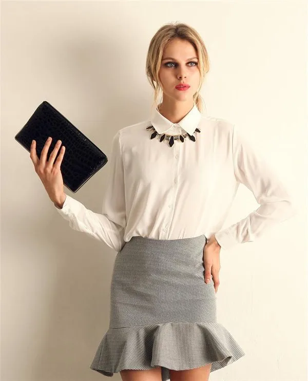 Women Chiffon Blouse Long Sleeve Shirt Women Tops Formal Office Lady Shirt Blusas Femininas Camisas Mujer