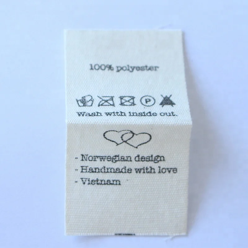 
Print organic size label cotton woven damask satin label size for garment 