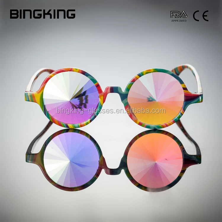 New Kandi Swirl frame rainbow Spine flat back lens diffraction brand kaleidoscope glasses