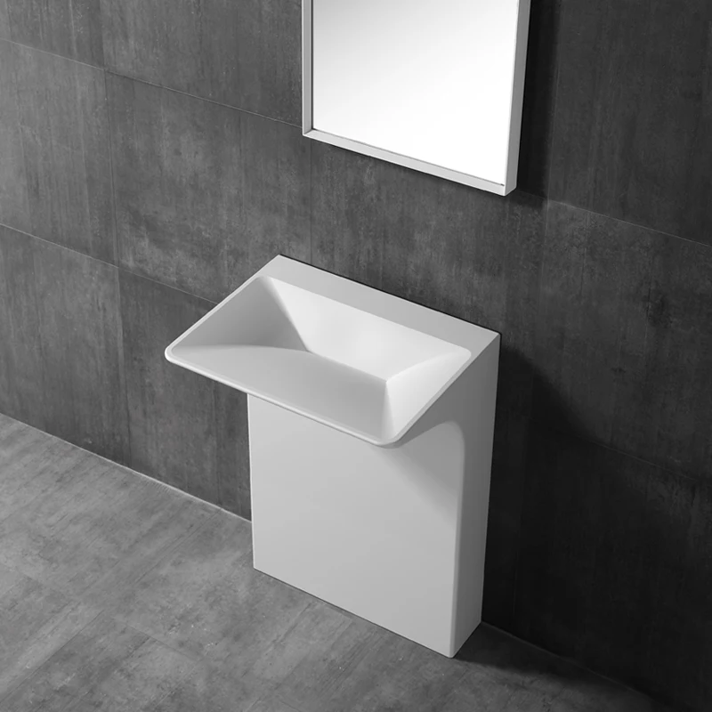 Art Design Solid Surface Pedestal Bathroom Sink Decorative Bathroom Sink