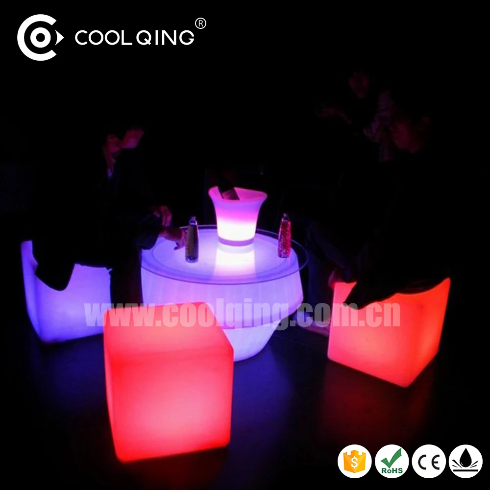 40cm Illuminated Plastic lighted plastic led cube/ led sitting cubes rechargeable seat