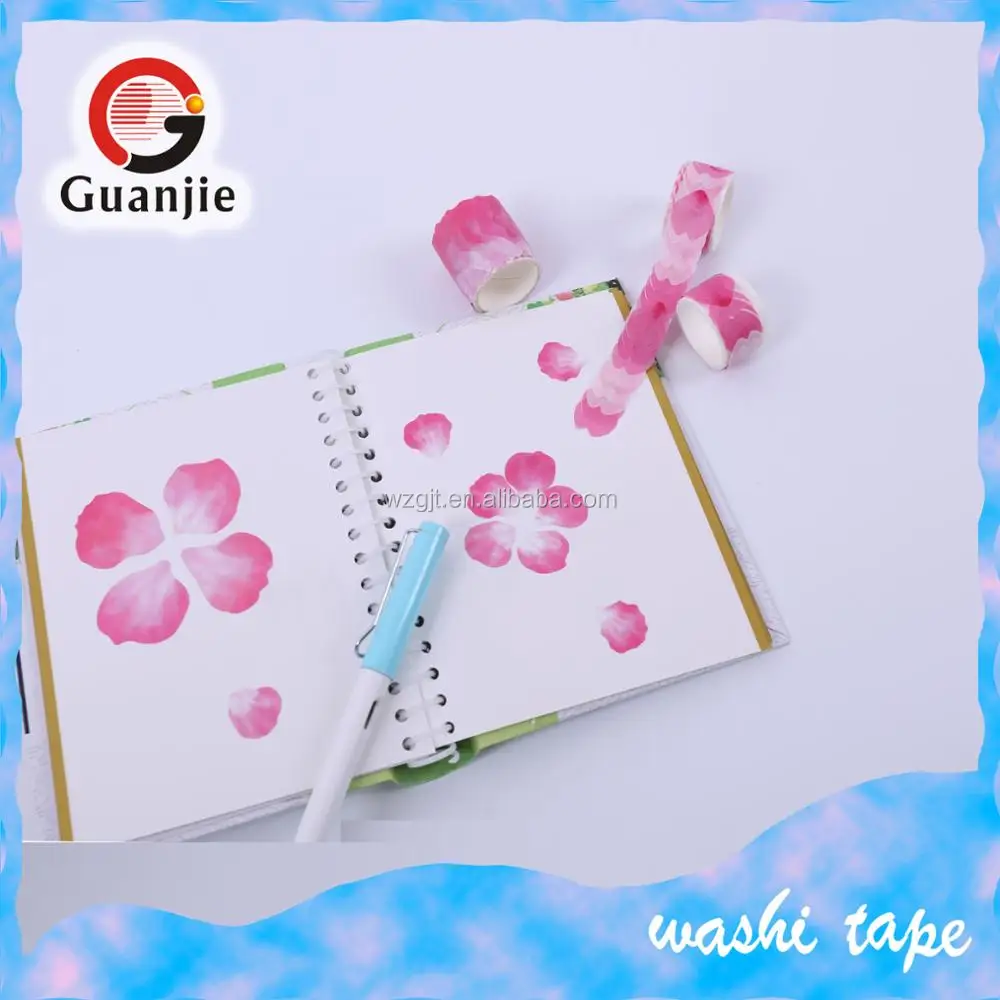 Custom printed petals die cut washi paper tape stickers roll,2017 hot selling!