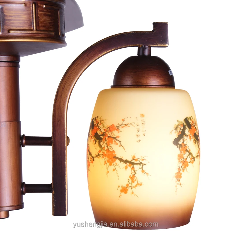 52 inch orient retro style decorative fans flower design glass lamp 5 solid wood blades ceiling fan with light