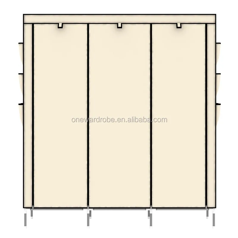 Huge size with side pockets non-woven fabric portable folding wardrobe