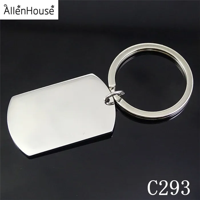 Promotional 40x25mm stainless steel Blank rectangle square Sublimation engrave printing logo ID dog tag Keychain keyring