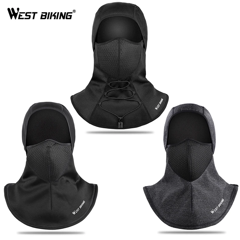 WEST BIKING Bicycle Breathable Full Cycling Face Mask For Bike Bicycle Hat Winter Scarf Sport Bike Riding Black Face Shield Mask