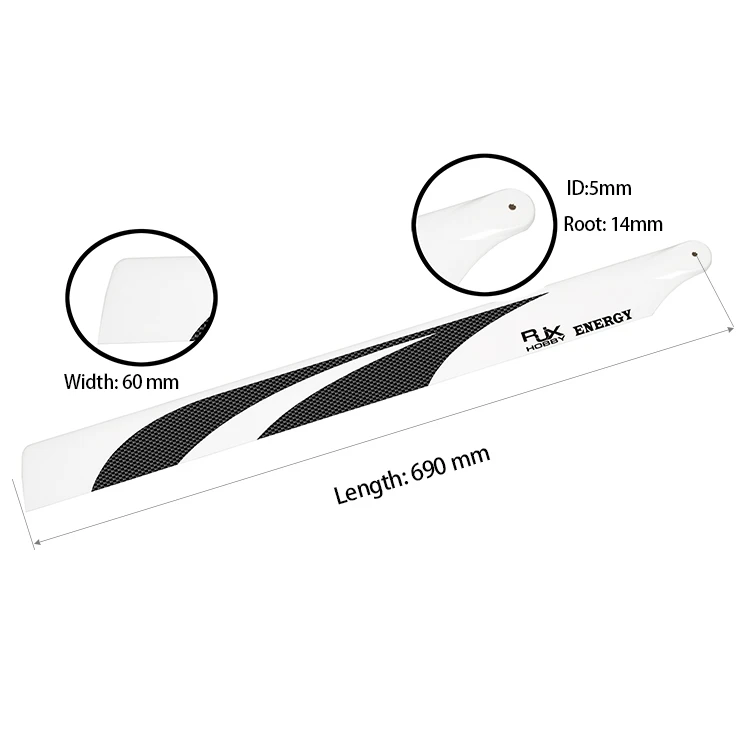 RJX Energy 690 мм Premium Carbon Fiber главные лезвия-FBL версия для профессионального rc heli