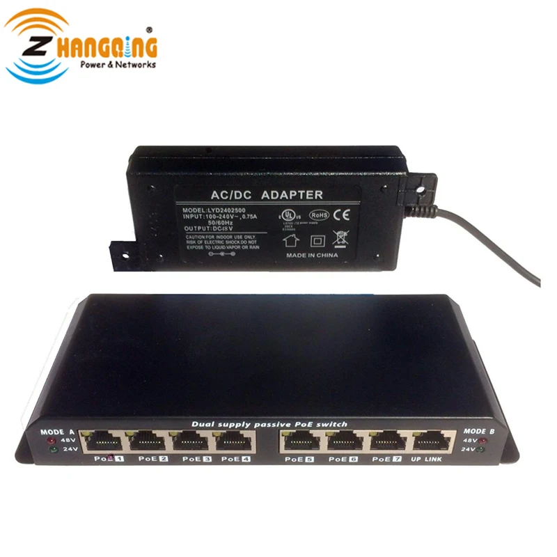 Многофункциональный коммутатор PoE с 7 портами, гигабитный коммутатор PoE с блоком питания 24 В/48 в 60 Вт для IP-камеры, MikroTik