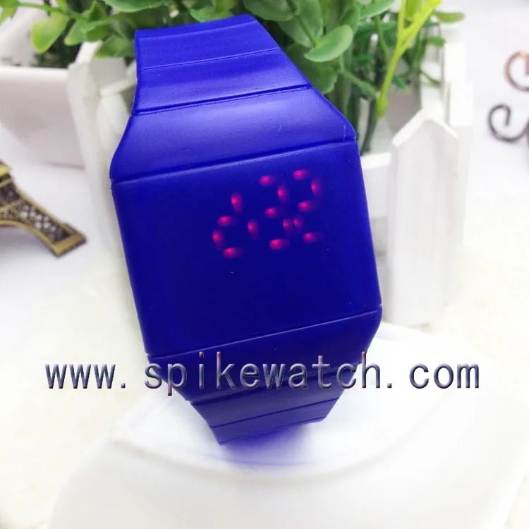 Magic Touch Screen Red LED Digital Date Men Women Blue Sport Cuff Wrist Watch