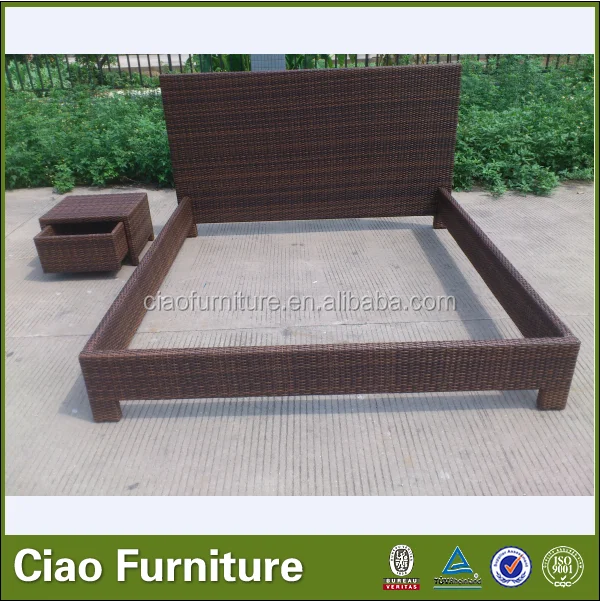 Ротанга кровать мебель двойные люди кровать мебель