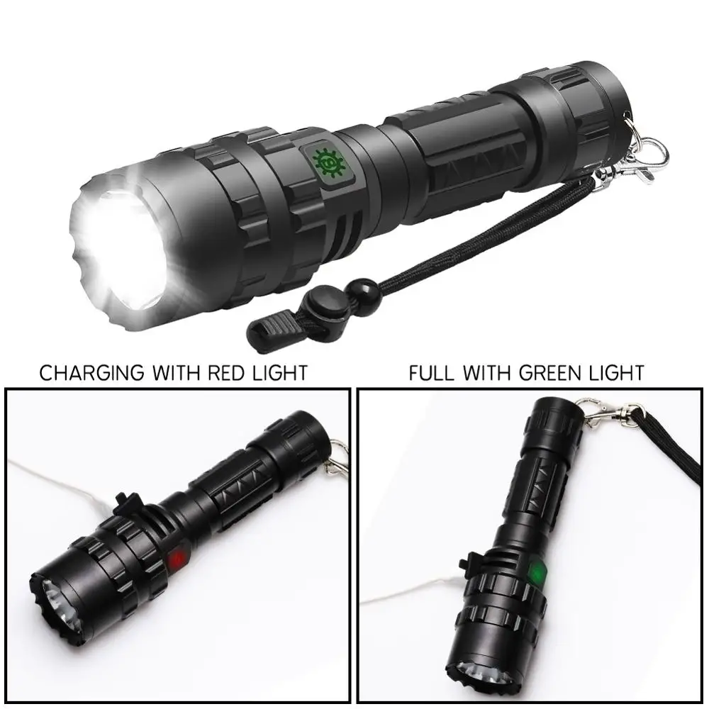 new  1000 Lumen Handheld Flashlight LED XM-L2 Water Resistant Camping Torch Tactical Flashlight with USB Charger Cable